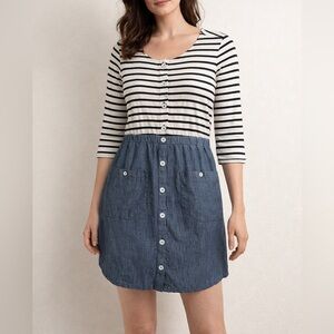 Levi’s 100% Cotton Coastal Chambray Stripe Dress Button Front Pockets M
